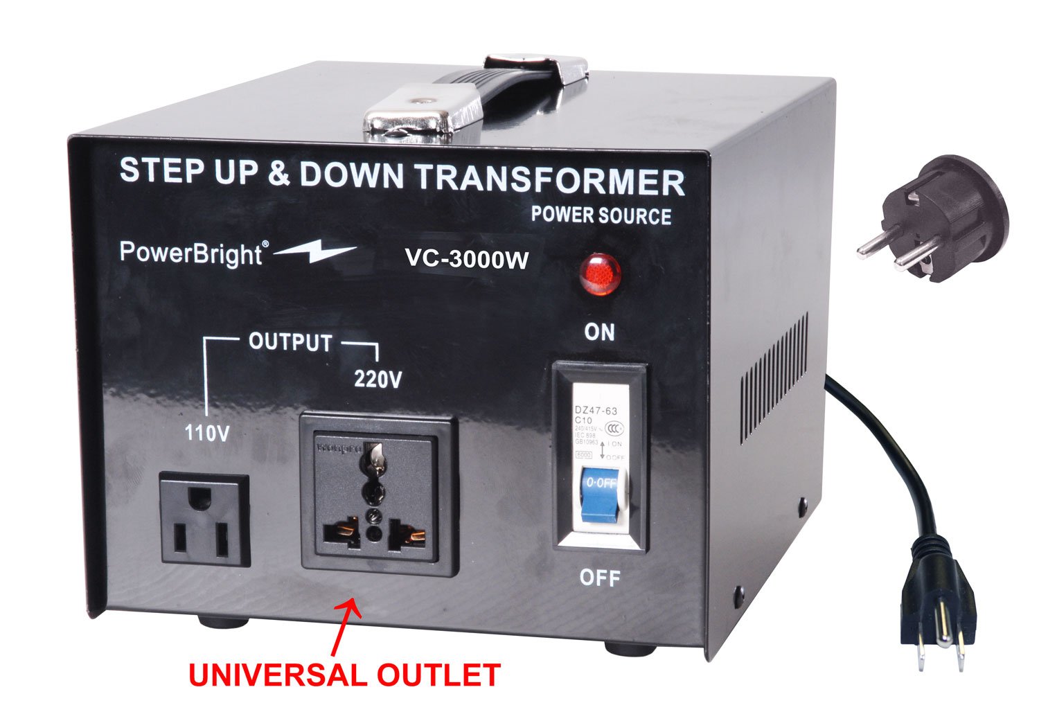 Power ON/OFF Switch Convert from 120 volt to 100 volt AND 100 volt to 120 volt Can be used in 120 volt countries and 100 volt countries PowerBright VC3000J 3000W Step Up & Down Japanese Transformer 